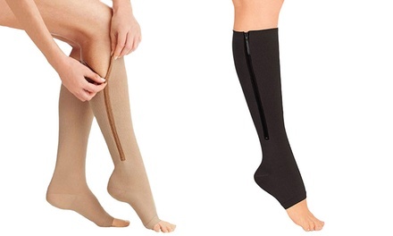 Zip-Up Open-Toe Compression Socks (3- or 5-Pack)