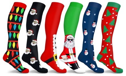 DCF Holiday Cheer Knee High Compression Socks (3 Pairs)