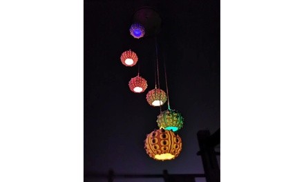 Sea Urchin Solar Light Wind Chime - LED Color Changing Decorative Hanging Lights