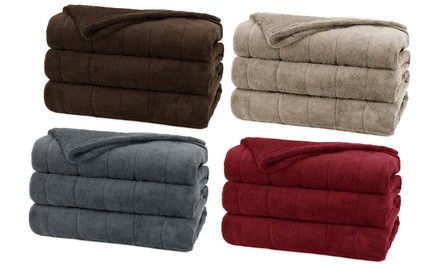 Sunbeam Channeled Velvet Plush Heated Blanket