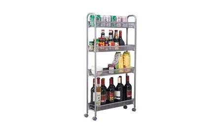 Honeycomb Mesh Style Removable Storage Cart Silver