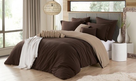 Luxury Home Reversible Crinkle Duvet Cover Set (2- or 3-Piece)