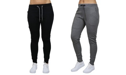 Women's Tech-Fleece Joggers with Long Zipper Pocket (2-Pack). Plus Sizes Available.