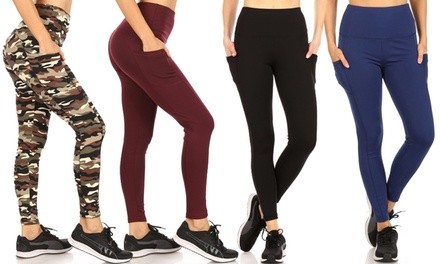 Haute Edition Women's Phone Pocket Full Length Active Leggings. Plus Sizes Available.