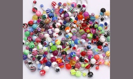 Belly Button Navel Rings Lot 50pcs 14g Mix Color Stainless Barbell Wholesale