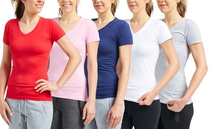 5-Pack Women's Egyptian Cotton V-Neck Tee. Plus Sizes Available