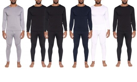 Real Essentials Men's Long Sleeve Fleece-Lined Thermal Long Johns Set (4-Piece)