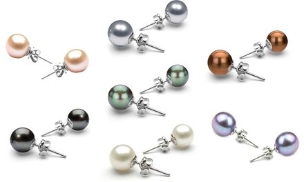 18K White Gold Plated Pearl Earrings Set by Valencia Gems (7 Pairs)