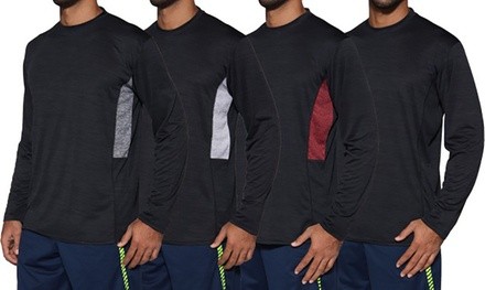 4 Pack Men's Dry-Fit Moisture Wicking Performance Long Sleeve T-Shirt