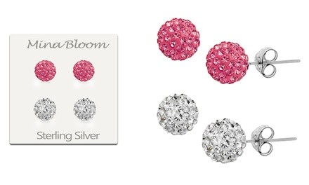 Kids' Sterling Silver Swarovski Crystals Ball Stud Earrings (2-Pack)