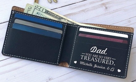 $13.99 for Personalized Monogram Bi-Fold Wallet from GiftsForYouNow.com ($24.98 Value)