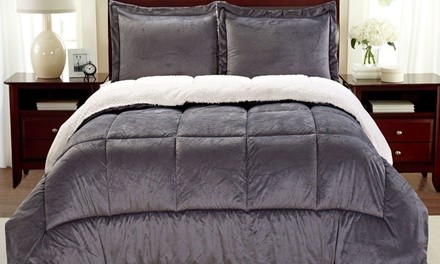 Luxury Home Micromink and Sherpa Reversible Comforter Set (2- or 3-Piece)