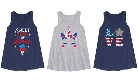 Girl's Red, White, and Blue Americana Tank Dresses (Toddler Sizes)