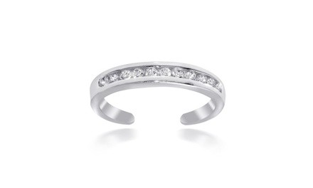 Sterling Silver Channel Set CZ Toe Ring