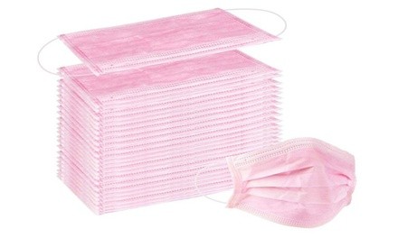 Disposable Non-Medical 3-Ply Pink Face Masks (50-Pack)