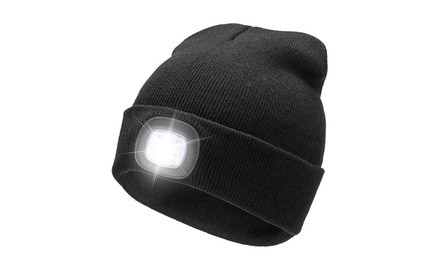 Extremely Bright LED Lighted Beanie Cap, Unisex USB Rechargeable 