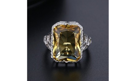 Sterling Silver Citrine Crystal Vintage Ring