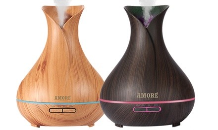 Amore Ultrasonic Aromatherapy Diffuser with Essential Oil Gift Set (7-Piece)