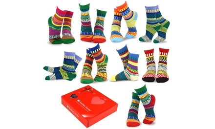 TeeHee Women's Winter Crew Fun Socks (9 Pairs) with Gift Box