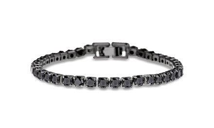 Lesa Michele Black Cubic Zirconia Tennis Bracelet 