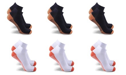 Copper-Infused Compression Crew-Length Socks for Women and Men (3 or 6 Pairs)