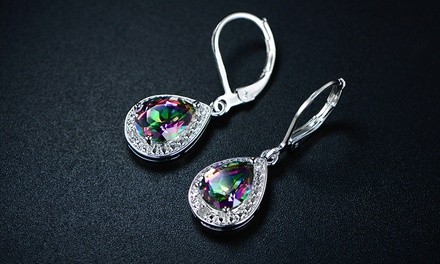 4.15 CTTW Pear-Cut Topaz and Diamond Drop Earrings