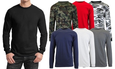 Men's Long-Sleeve Crew-Neck Classic Tees (3-Pack; S–3XL)