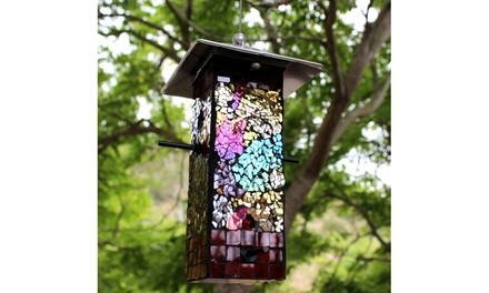 Mosaic Stained Glass Bird Feeder