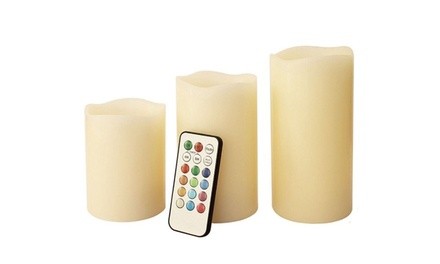 3 Piece Ivory Color Flameless LED Candles