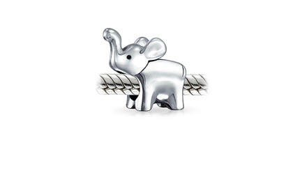 Good Luck Elephant Trunk Up Bead Charm 925 Sterling Silver