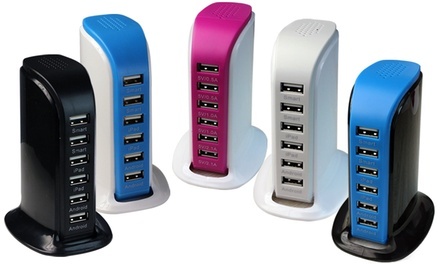 40-Watt 6-Port USB Charging Station for Smart Phones and Tablets