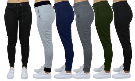 4-Pack Women's Classic French Terry Joggers - Plus Sizes Available