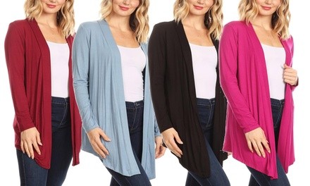 Women's Open Draped Front Relaxed Cardigan Sweater