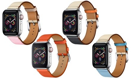 Posh Tech Elegant Leather Band for Apple Watch Series 1, 2, 3, 4, & 5