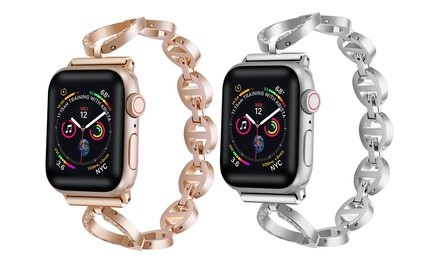 Stainless Steel Band with Rhinestones for Apple Watch Series 1, 2, 3, 4, and 5