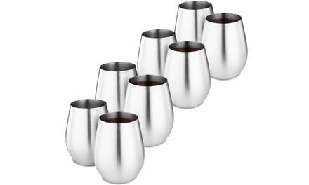 FineDine Stainless Steel Wine Glasses (18 Fl. Oz.; 4- or 8-Pack)