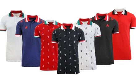 Men's Slim-Fit Short Sleeve Printed Polo Shirt