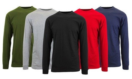 Galaxy by Harvic Men's Cotton-Rich Long-Sleeve Crew-Neck Tee (S-6XL)