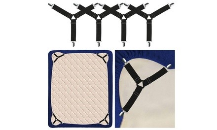 4pcs Triangle Bed Sheet Mattress Holder Fastener Grippers Clips Straps Suspender