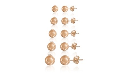 Nina & Grace 5 Pair Ball Stud Earring Set in Stainless Steel