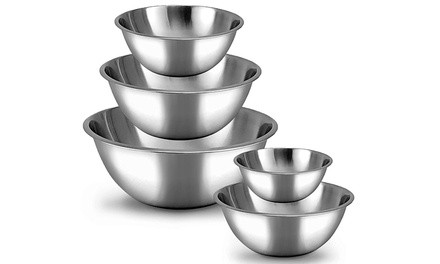 Meal Prep Stainless Steel Mixing Bowls (5-Piece Set) 