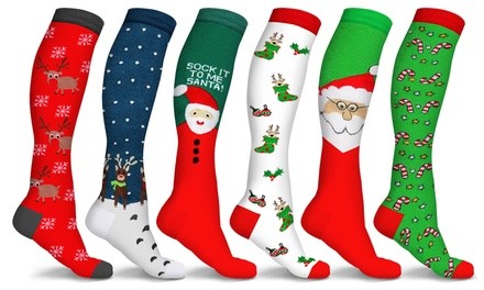 Holiday Fun Knee High Compression Socks (3-Pairs)