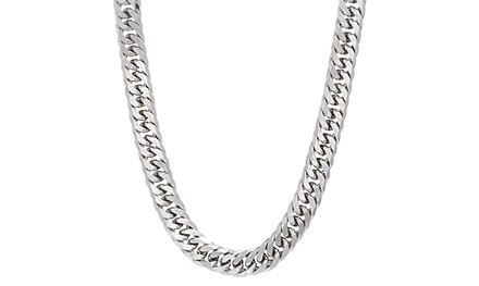 Steve Madden Mens Stainless Steel Flat Curb Chain 