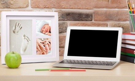 White Clay Hand- and Footprint Photo Frame for Babies, Kids, and Pets