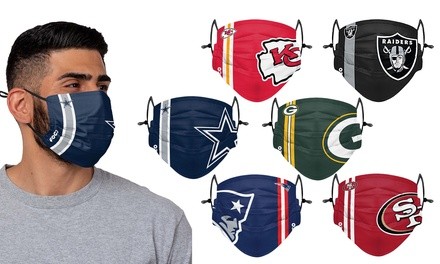 NFL Washable and Reusable Face Mask with On-Field Team Logo