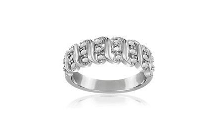 Diamante Diamond Accent Wavy Design Ring