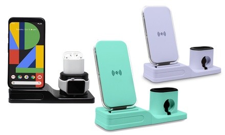 Aduro 3-in-1 Qi Wireless Desktop Charging Station for iPhone, iWatch, and AirPods