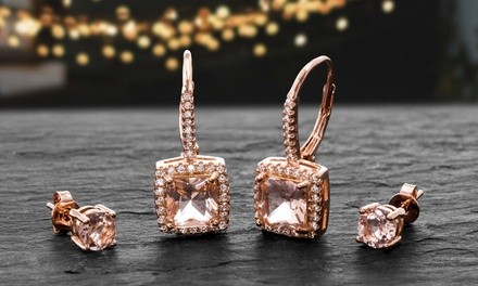 Lesa Michele 14K Rose Gold Plated Crystal & Cubic Zirconia Earring Set (2-Piece)