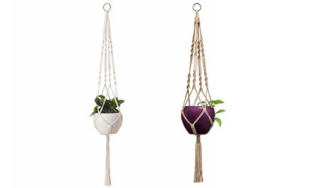 2 Pack Macrame Plant Hangers Indoor Hanging Planter Basket Flower Pot Holder