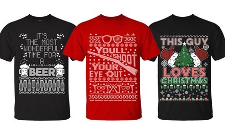 Men's Awesome Ugly Christmas Sweater T-Shirts (Extended Sizes Available)